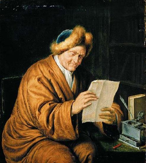 MIERIS, Willem van An Old Man Reading Sweden oil painting art